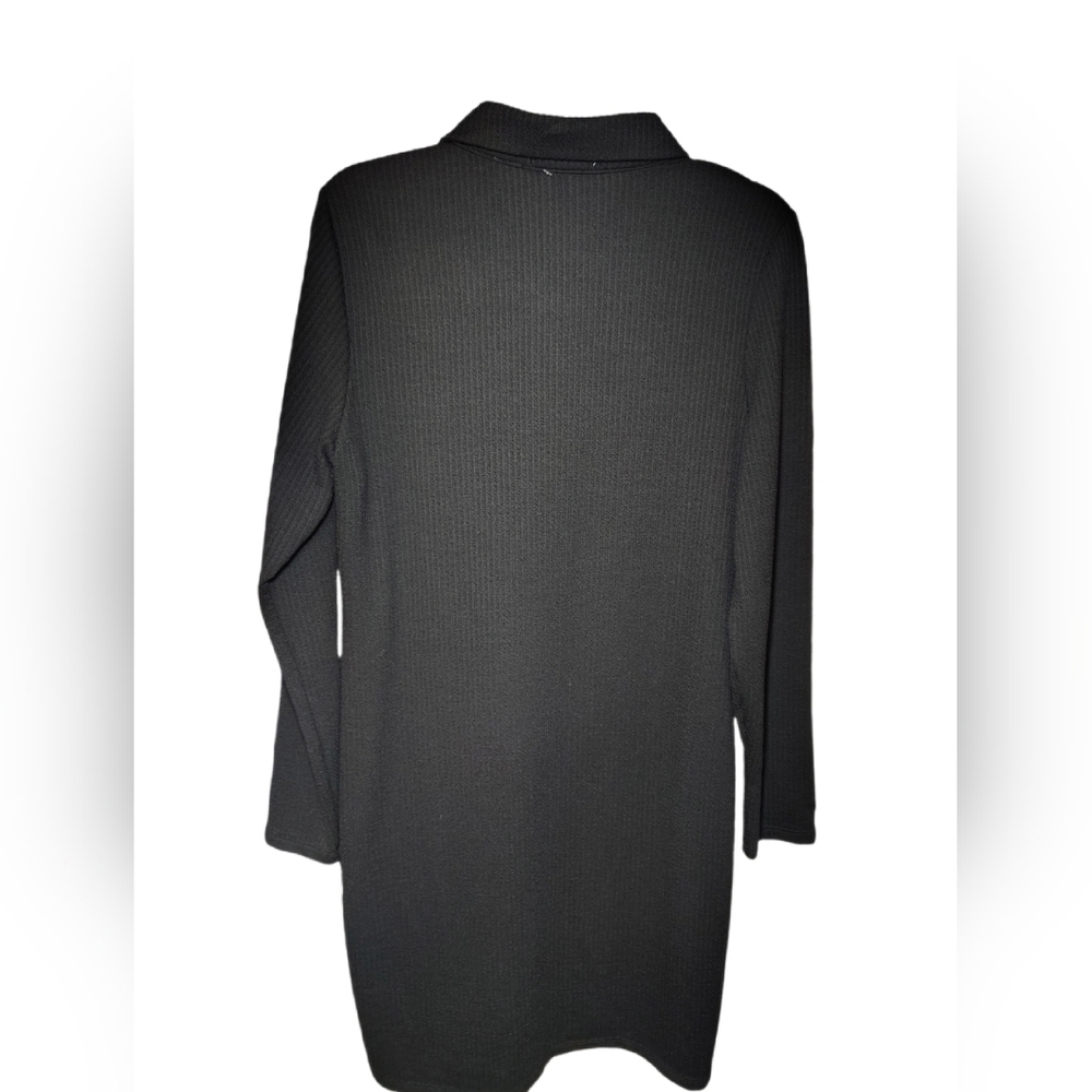 Rewind Juniors Black Ribbed Polo Dress XXL Long Sleeve Mini Sweater Dress NWT - Picture 3 of 11